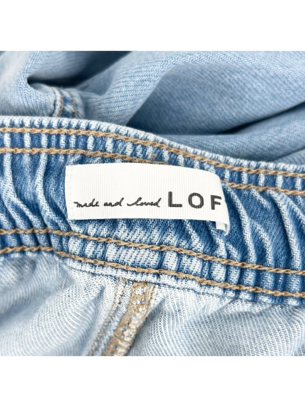 Loft Palazzo Light Wash Chambray Pants with Drawstring - Picture 6 of 8